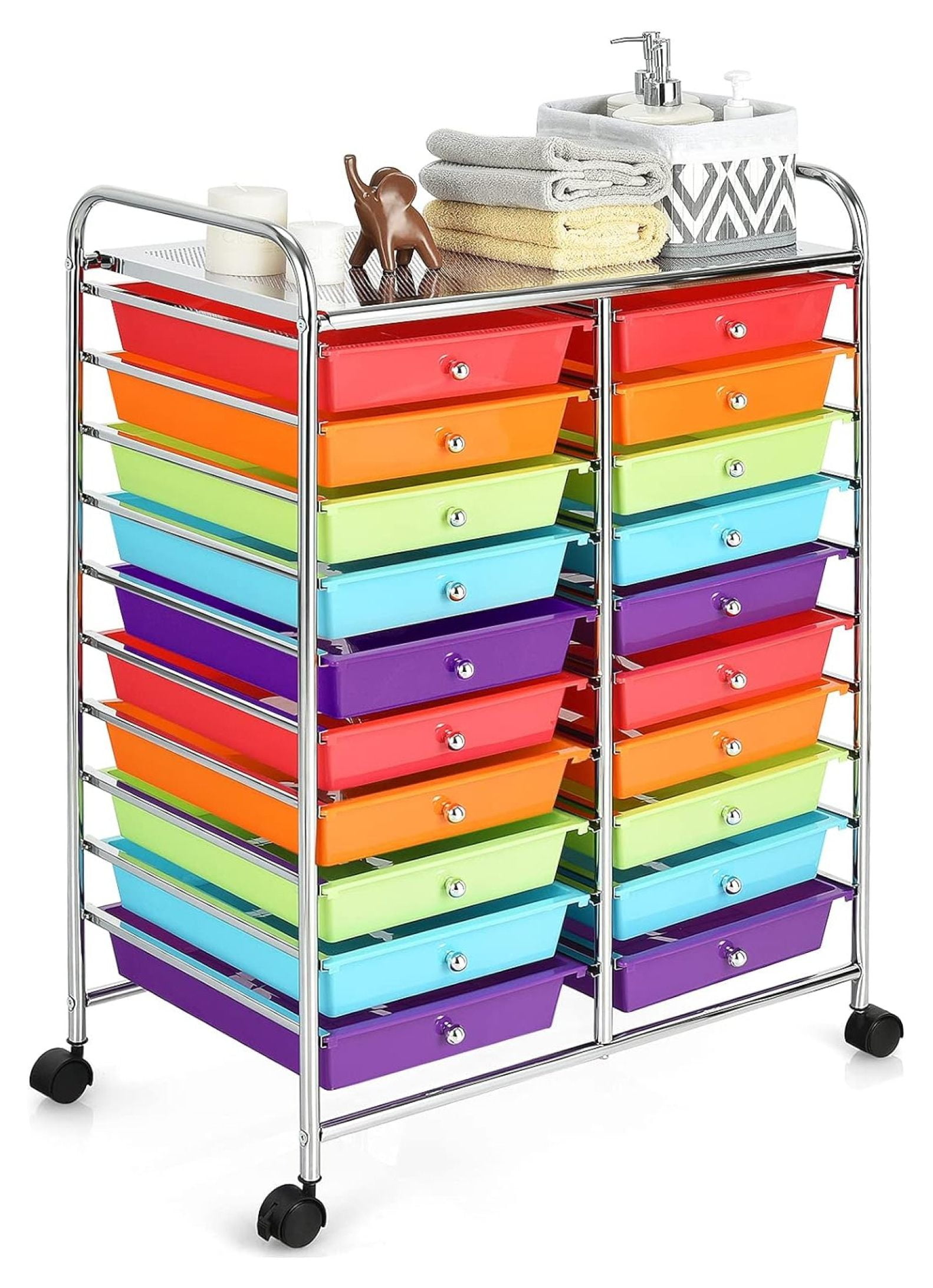 MYXIO 20 Drawer Rolling Storage Cart, Multipurpose Mobile Utility Cart