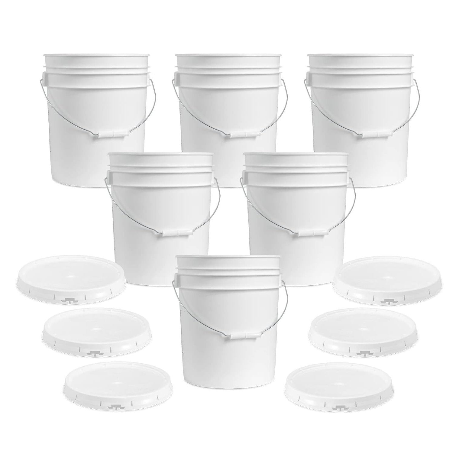 MYXIO 3.5 gallon Food Grade White Plastic Bucket with Handle & Lid