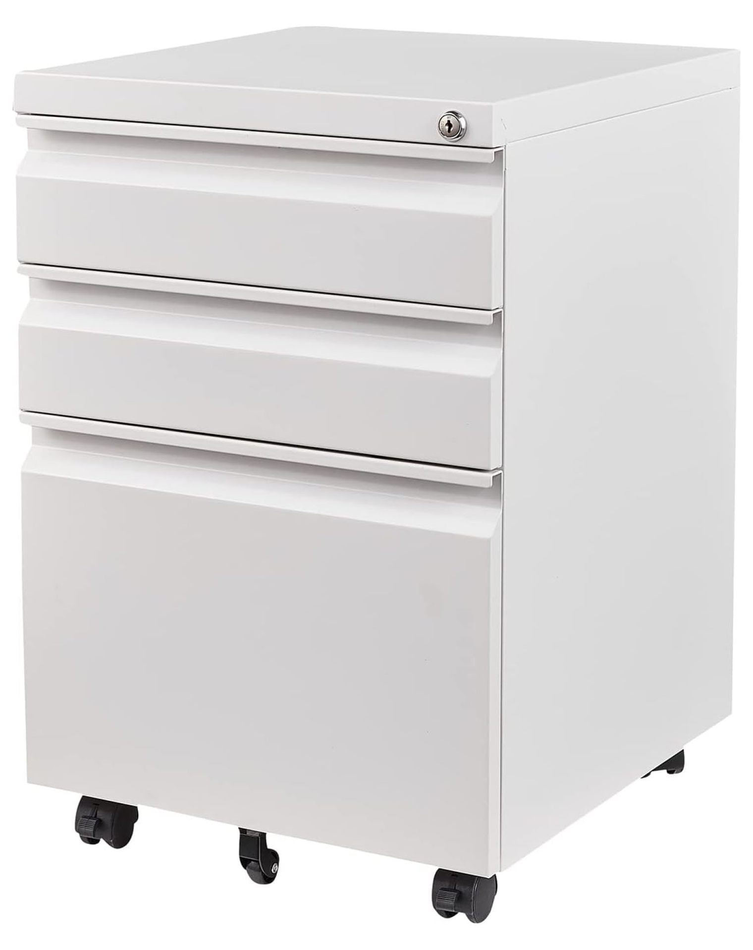 MYXIO 3 Drawer File with Wheels, Metal Filing with Lock