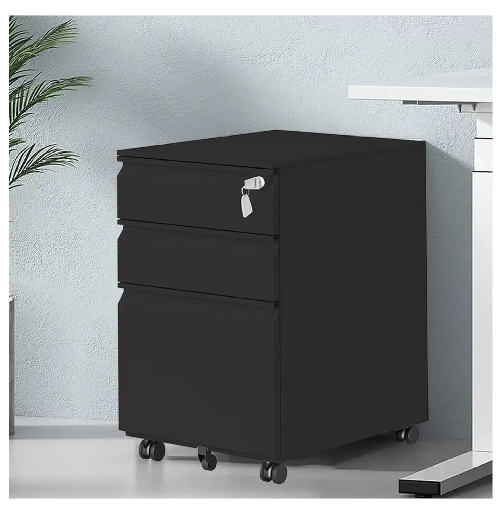 MYXIO 3Drawer Mobile File Rolling ，Vertical Metal Filing