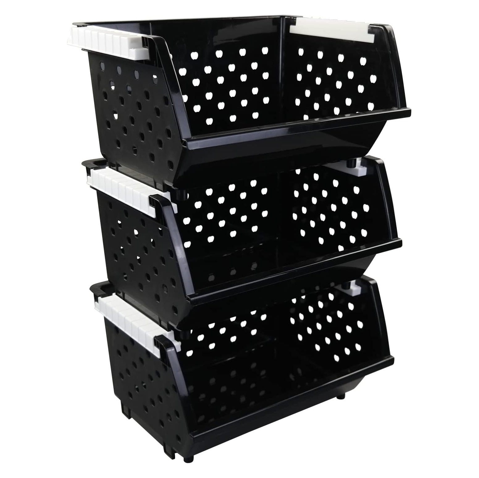 MYXIO 3 Pack Plastic Stackable Organizer Basket, Stacking Storage Bin