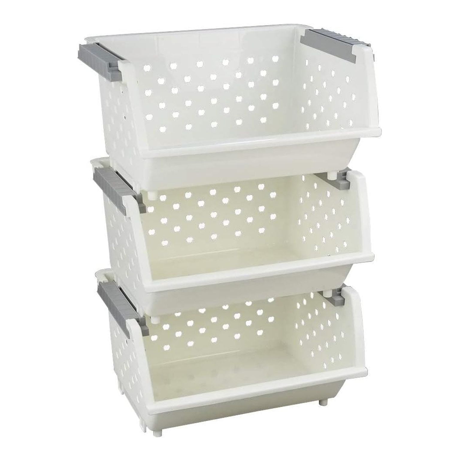 MYXIO 3Pack Plastic Stacking Storage Organizer Basket, Stackable