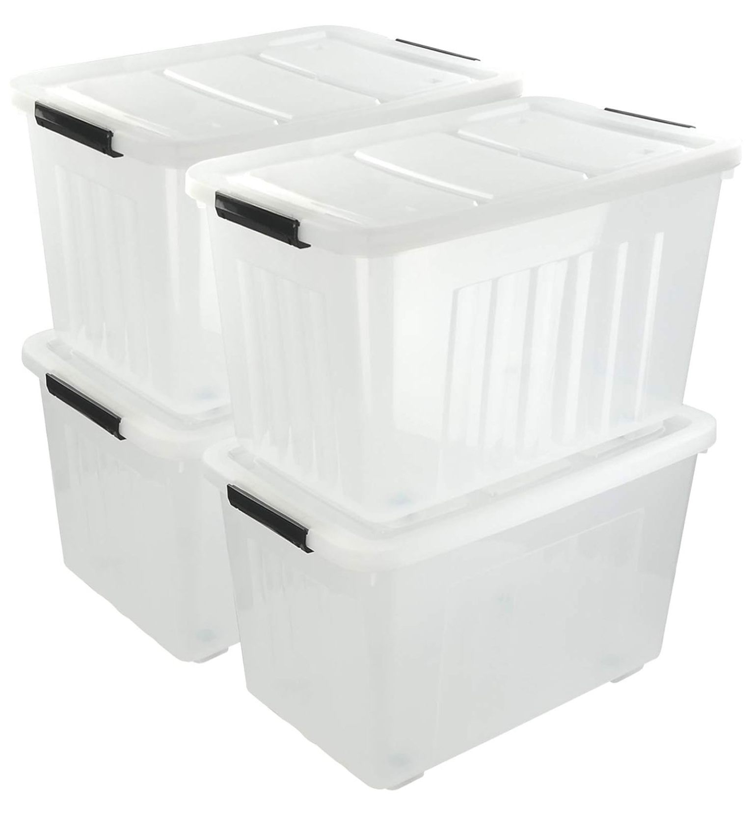 MYXIO 4 Pack Large Plastic Storage Boxes, Large Lidded Storage Bins