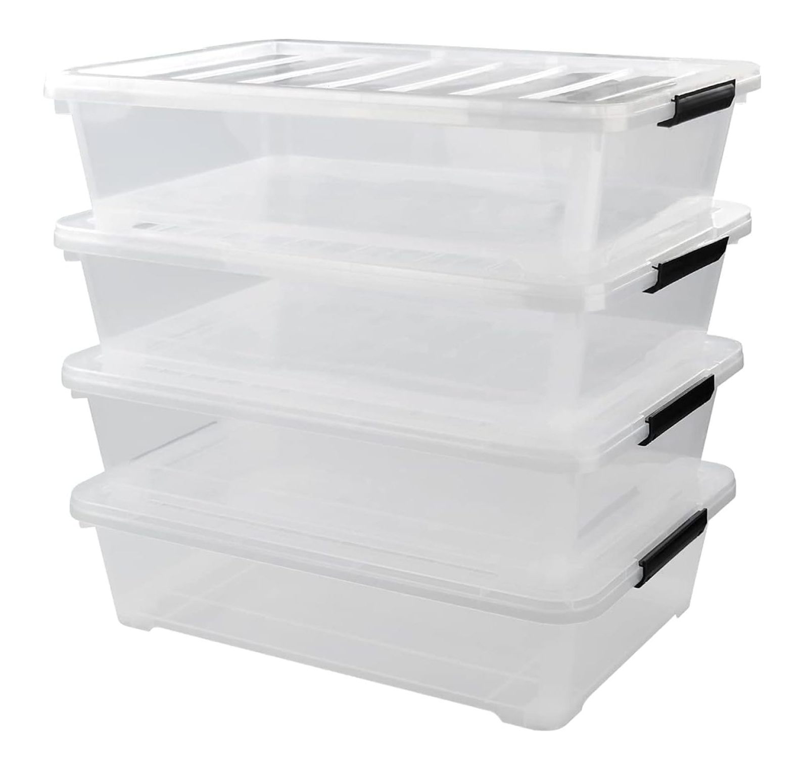 MYXIO 4 Packs 40 Quart Plastic Large Under Bed Storage Box, Clear