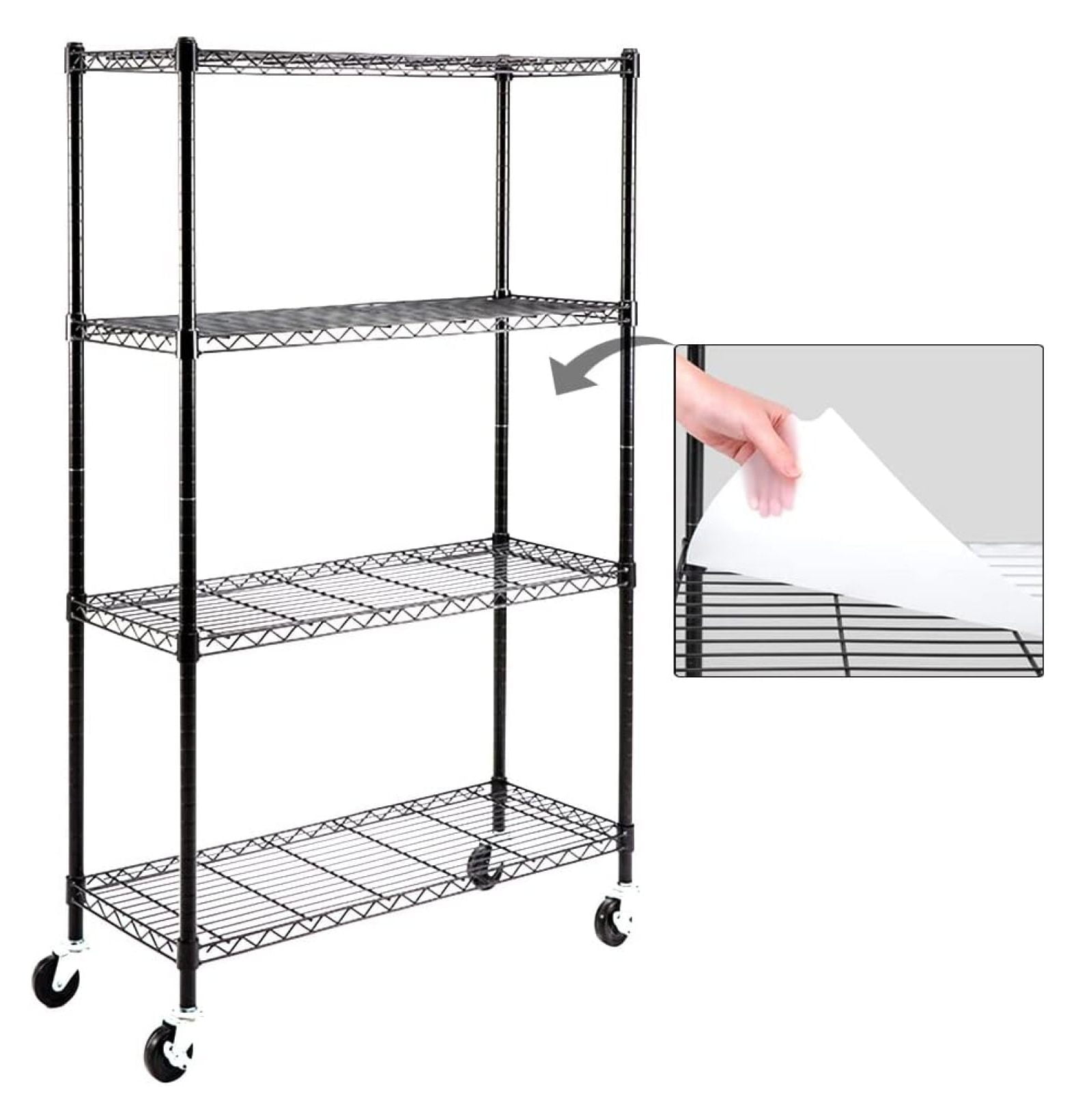 MYXIO 4Shelf Shelving Units and Storage on 3'' Wheels with 4Shelf