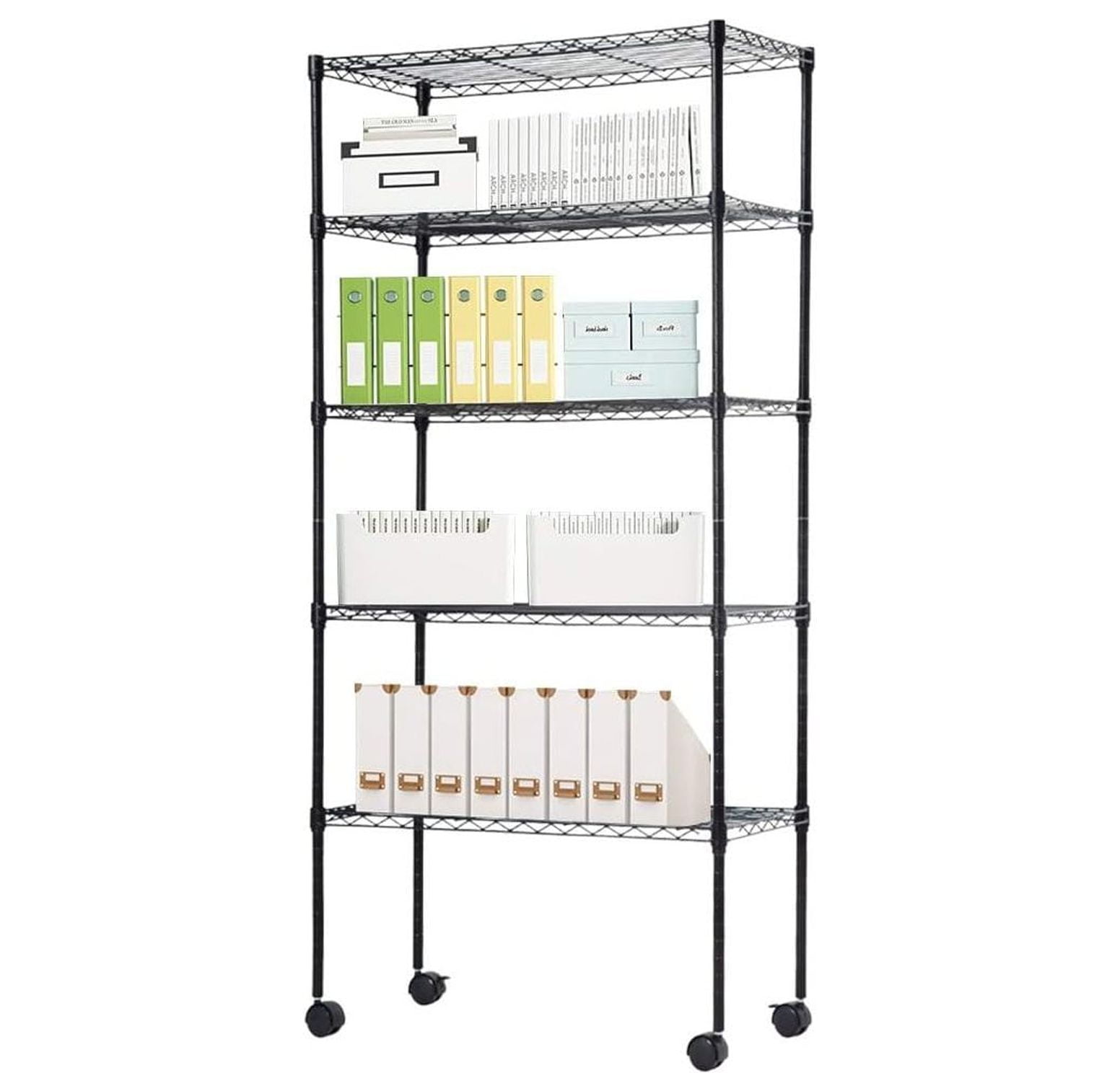 MYXIO 5Tier NSFCertified Steel Wire Shelving with Wheels, Height