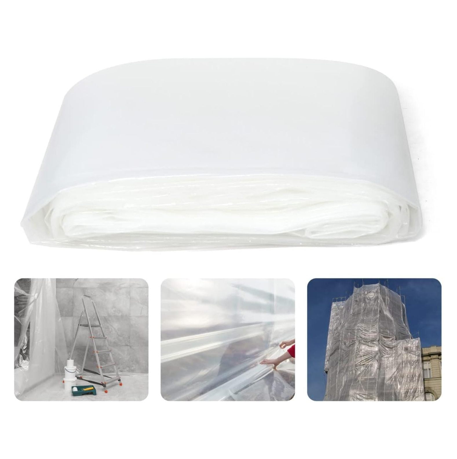 MYXIO 6 mil Clear Plastic Sheeting, HeavyDuty Plastic Sheet, Polyethylene Greenhouse Painter