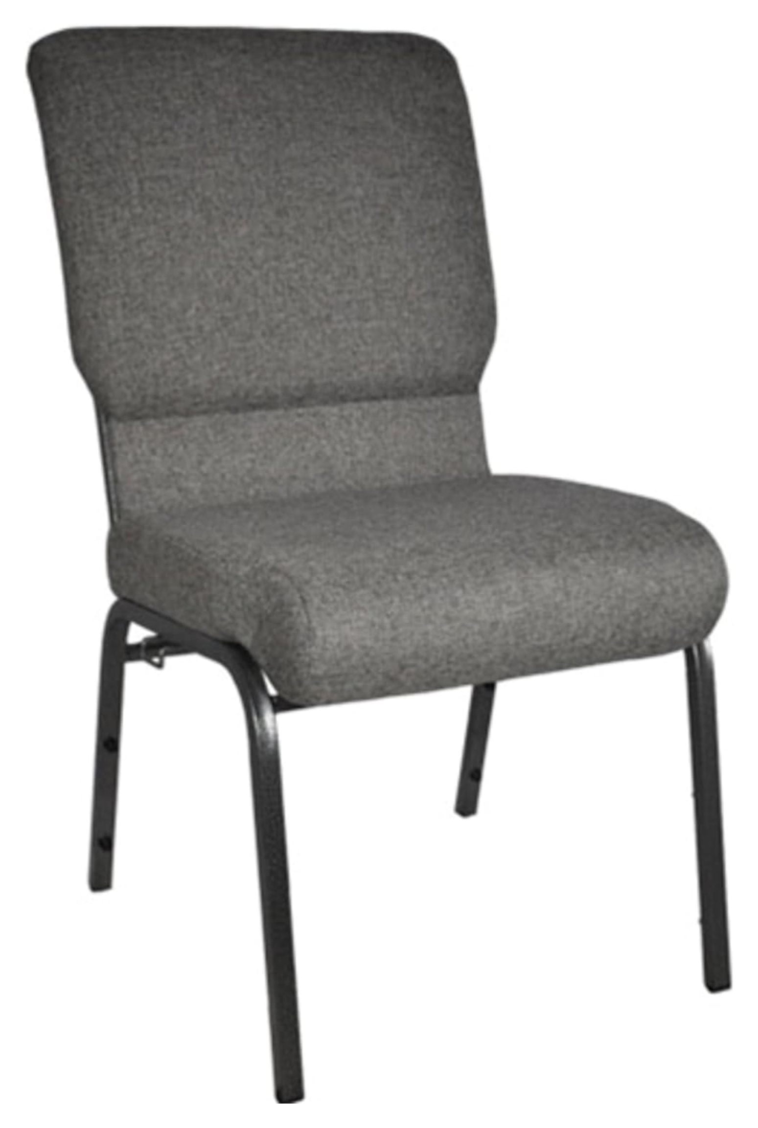 Charcoal Gray Fabric and Metal Stacking Church Chair