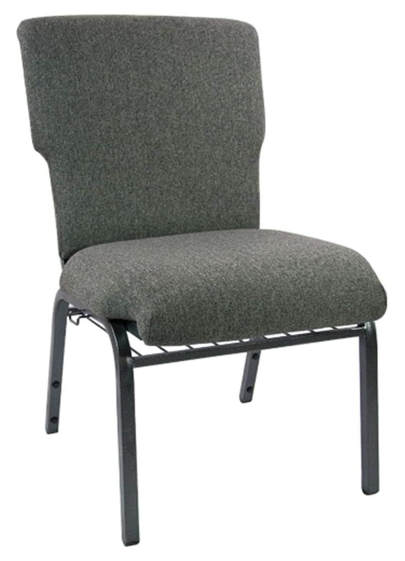 Charcoal Gray Fabric 21" Stacking Church Chair with Silver Steel Frame