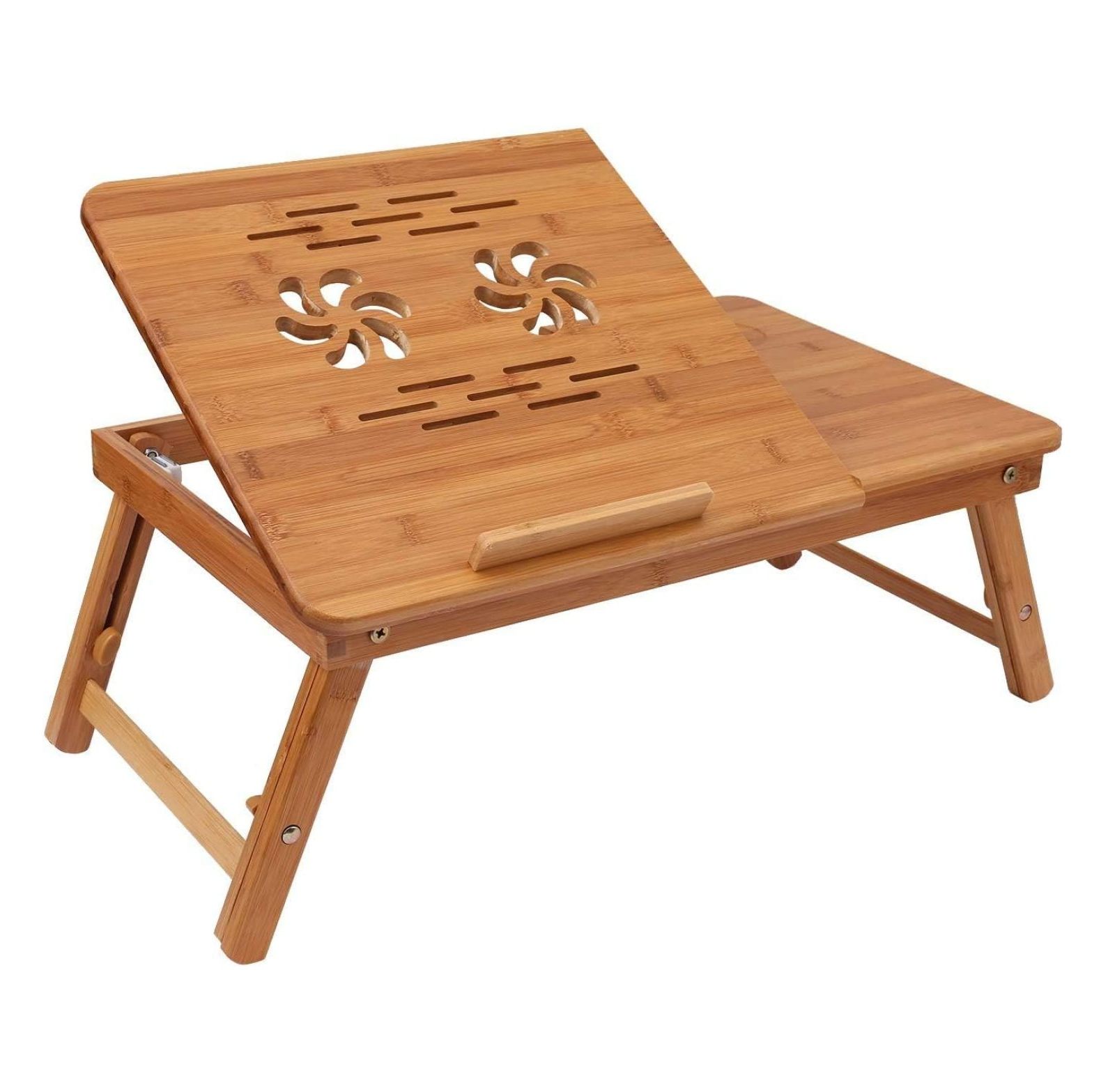 MYXIO Bamboo Flower Lap Tray with Adjustable Legs Foldable Breakfast