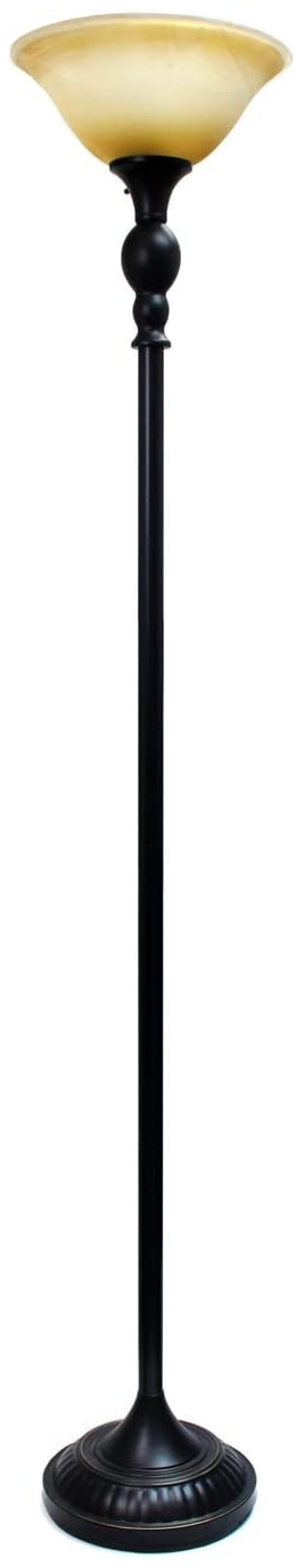 Restoration Bronze Adjustable Torchiere Floor Lamp with Marbleized Glass Shade