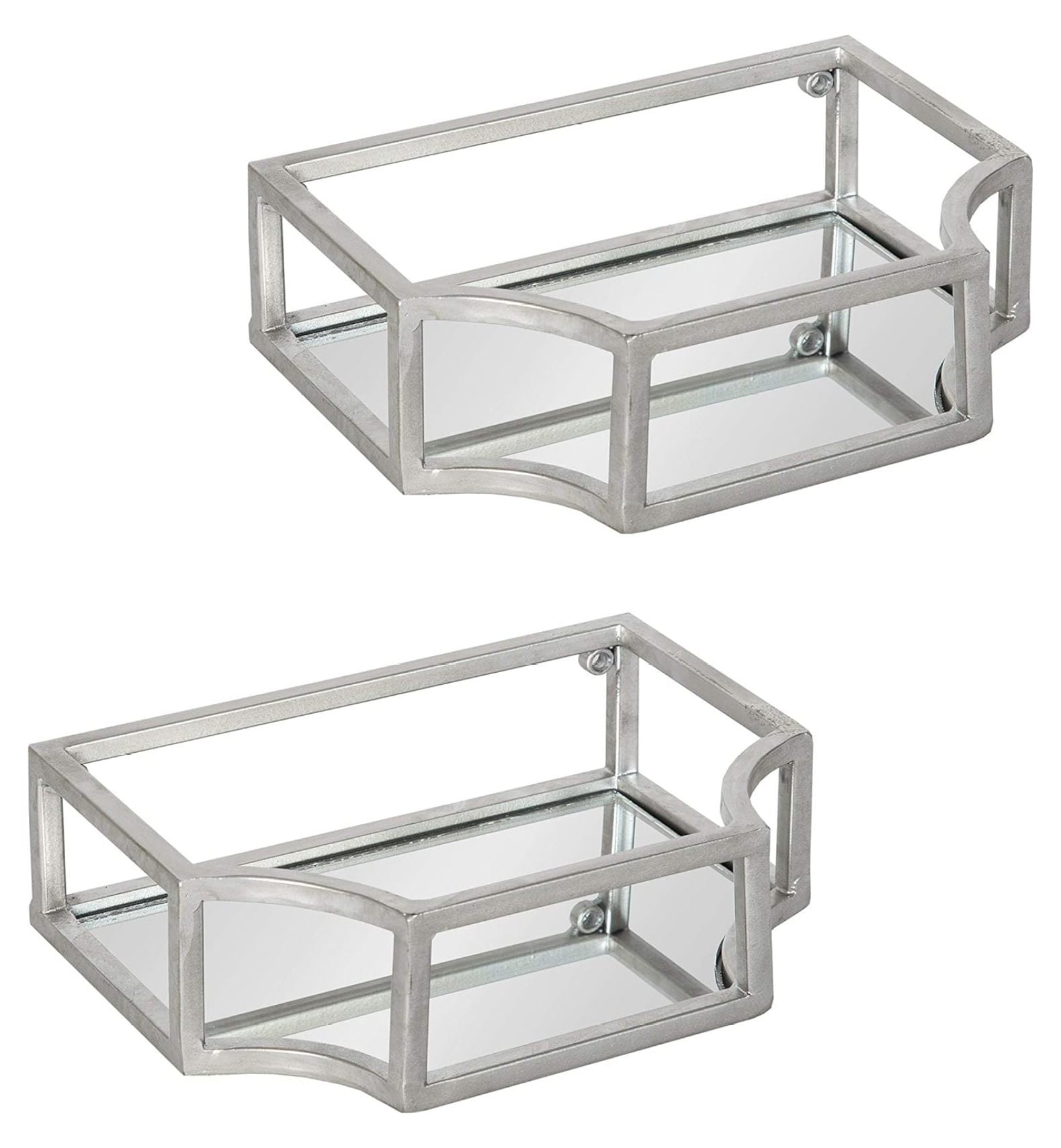 Ciel Glam Geometric Silver Wall Sconce Shelf Set