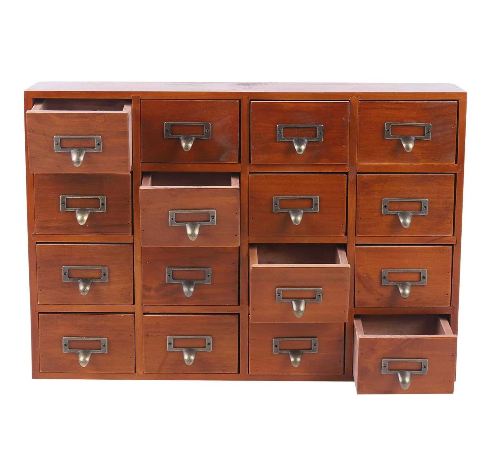 MYXIO Desk Drawer Organizer,Wood Apothecary Medicine 16 Drawers