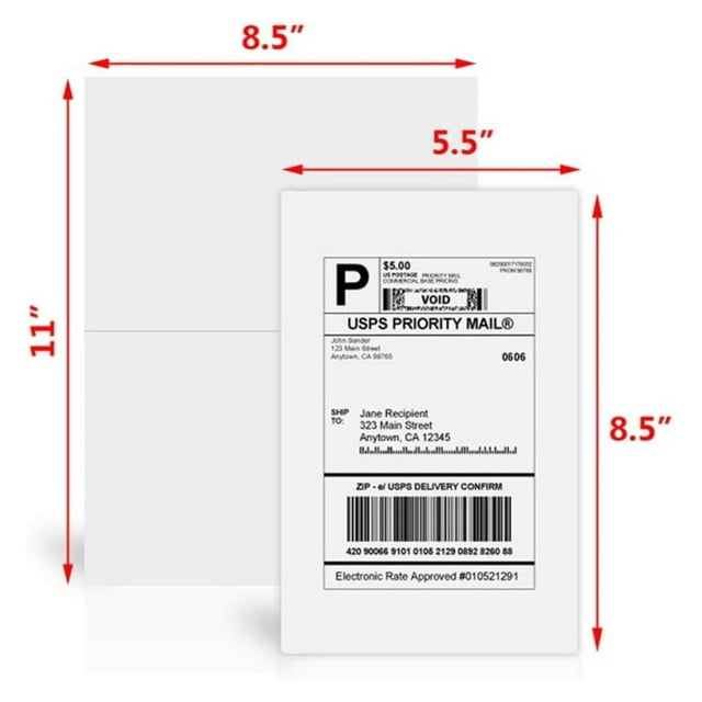 MYXIO Half Sheet Self Adhesive Shipping Labels for Laser & Inkjet