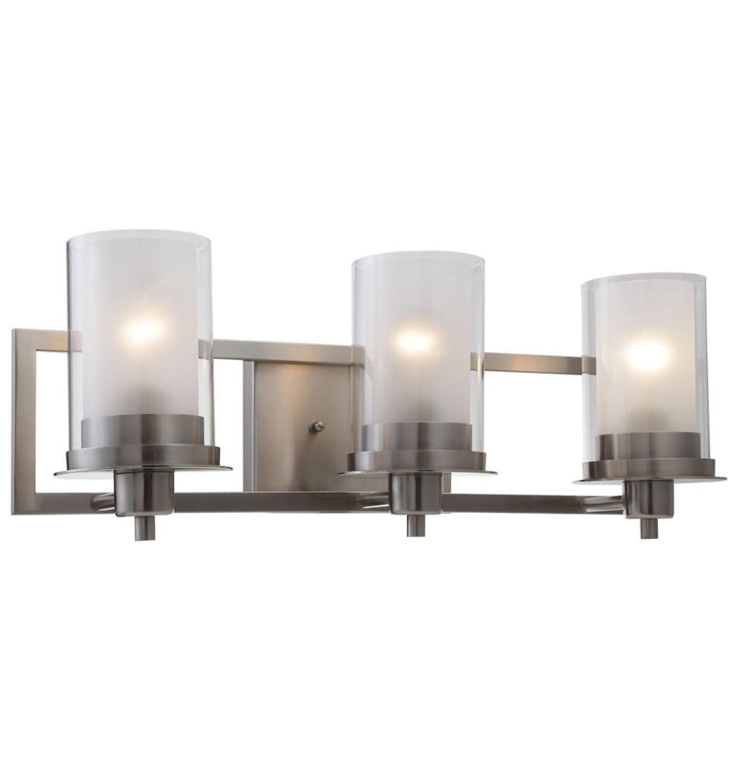 Juno Satin Nickel 3-Light Bathroom Wall Sconce with Clear Glass Shades