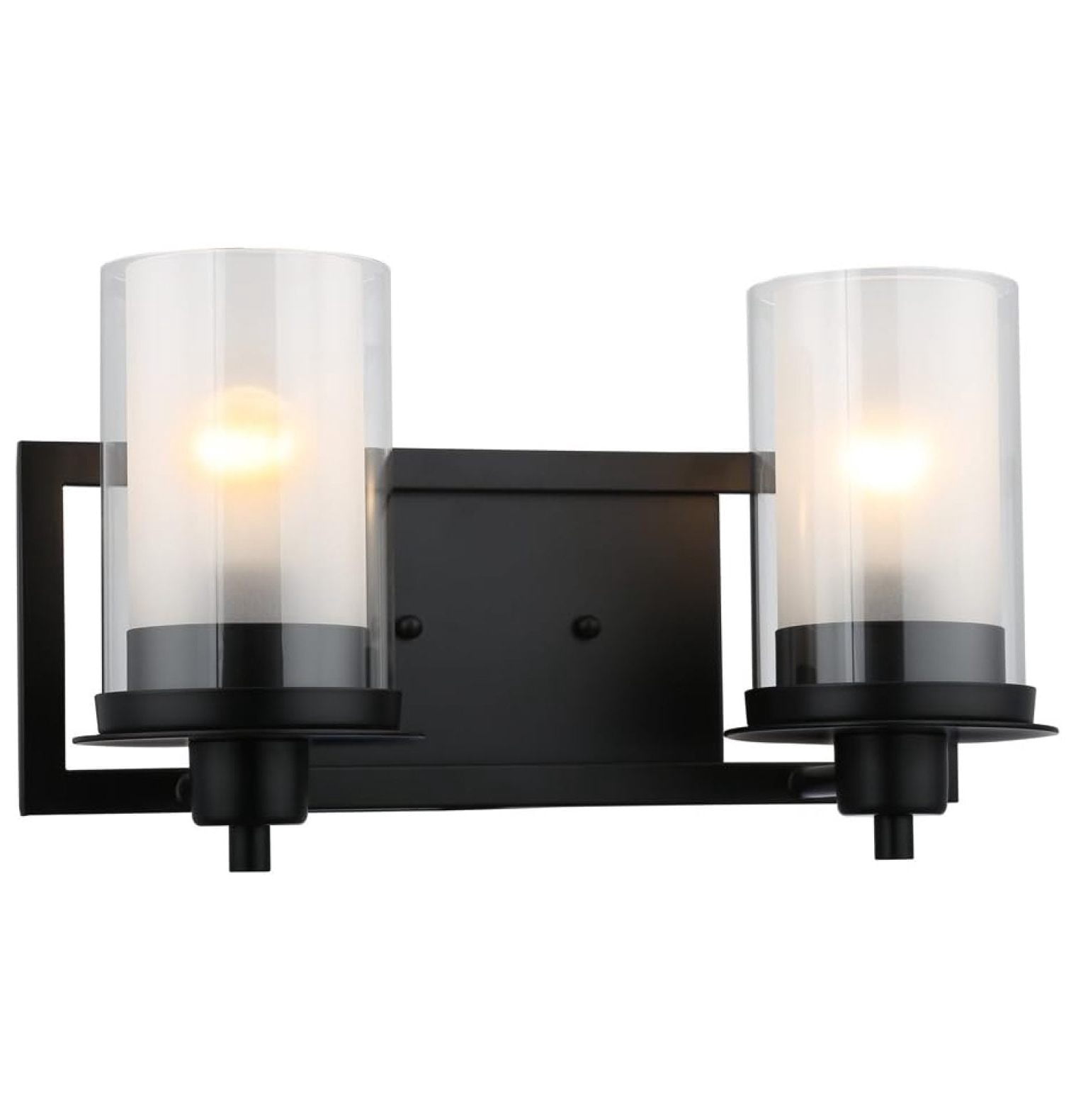 MYXIO Juno Matte Black 2 Light Wall Sconce/Bathroom Fixture with Clear and Frosted Glass: 73483 ...