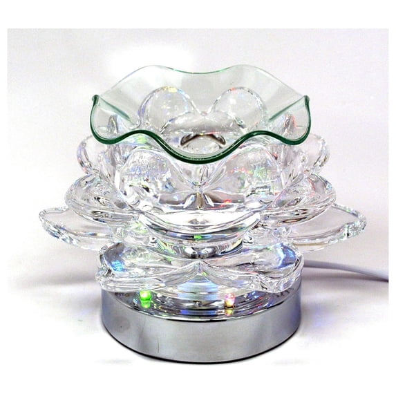 MYXIO Lotus Flower Multi Color Touch Control Electric Oil Warmer Wax Fragrance Lamp with LED Light Clear LE-11CL