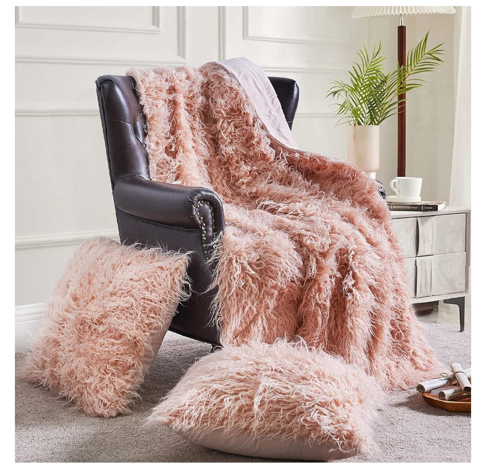 MYXIO Mongolian Long Hair Faux Fur 50" x 60" Plush Throw Blankets with