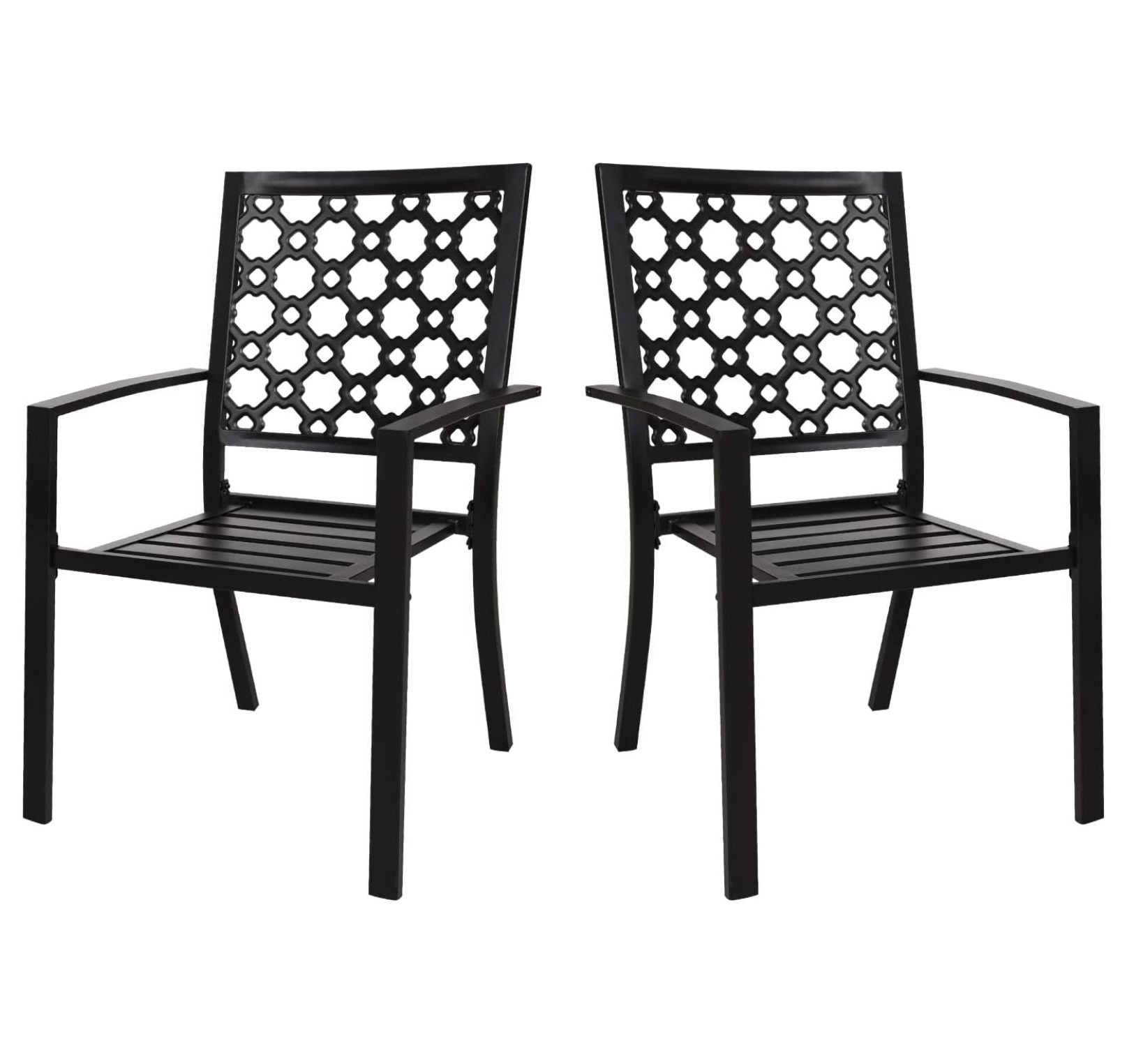 MYXIO Patio Dining Chairs 2PCS Outdoor Metal Stackable Arm Chairs