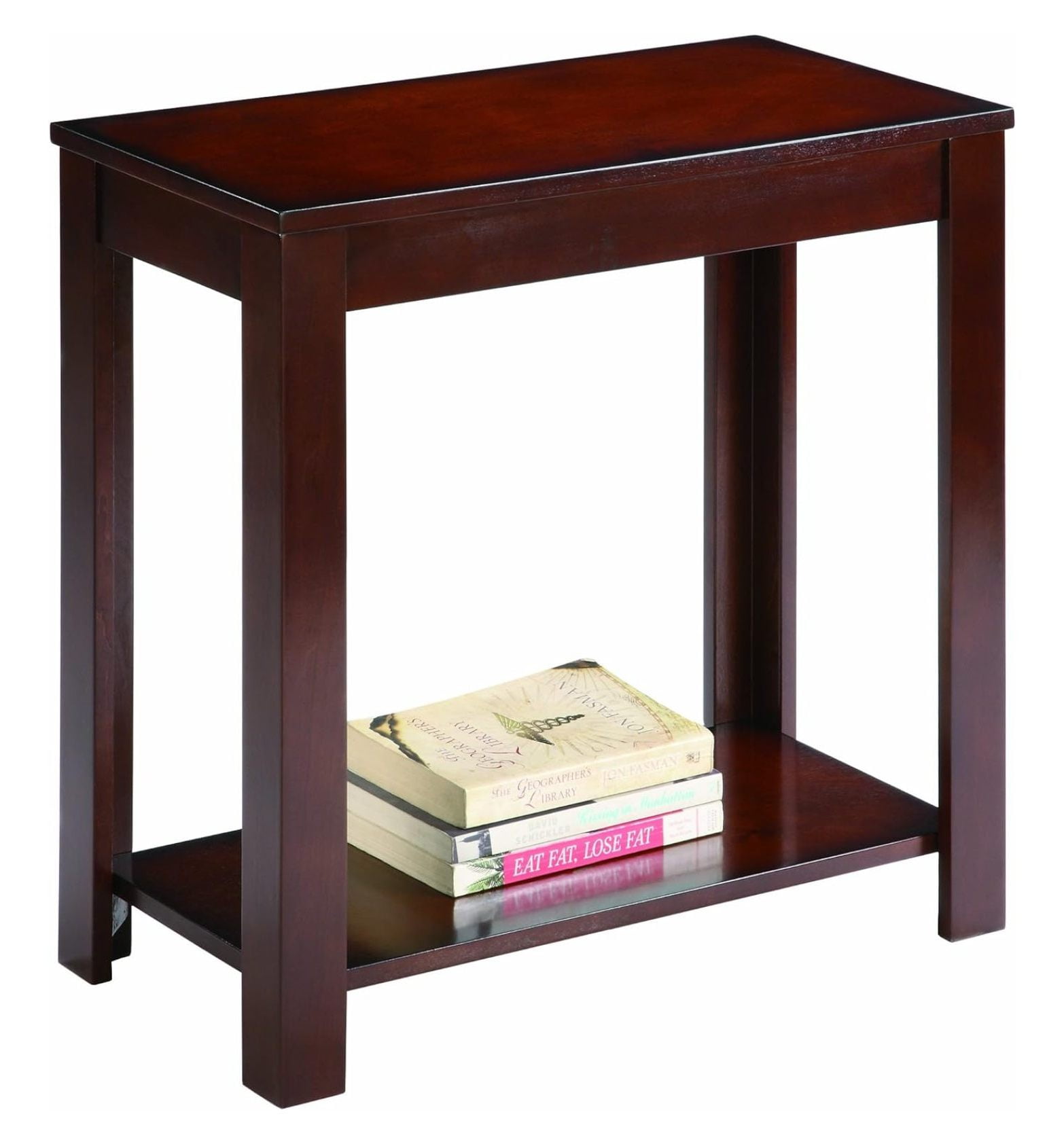 Sleek Transitional Espresso Chairside Table with Fixed Shelf