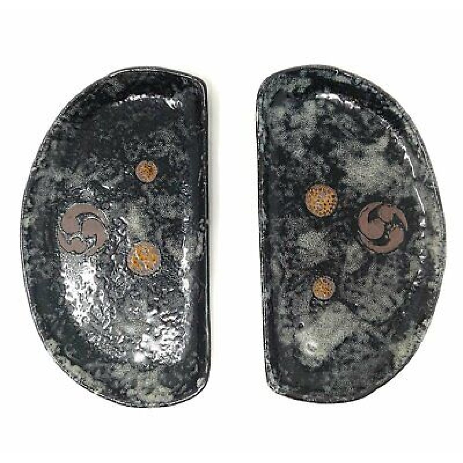 MYXIO Set of 2 Ceramic SemiCircle Shape Japanese Pottery Sushi Plates