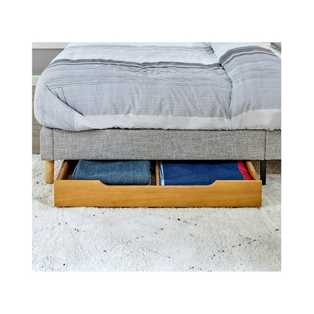 MYXIO Solid Wood Under Bed Storage Drawer with 4Wheels for Bedroom,Wooden Underbed Storage