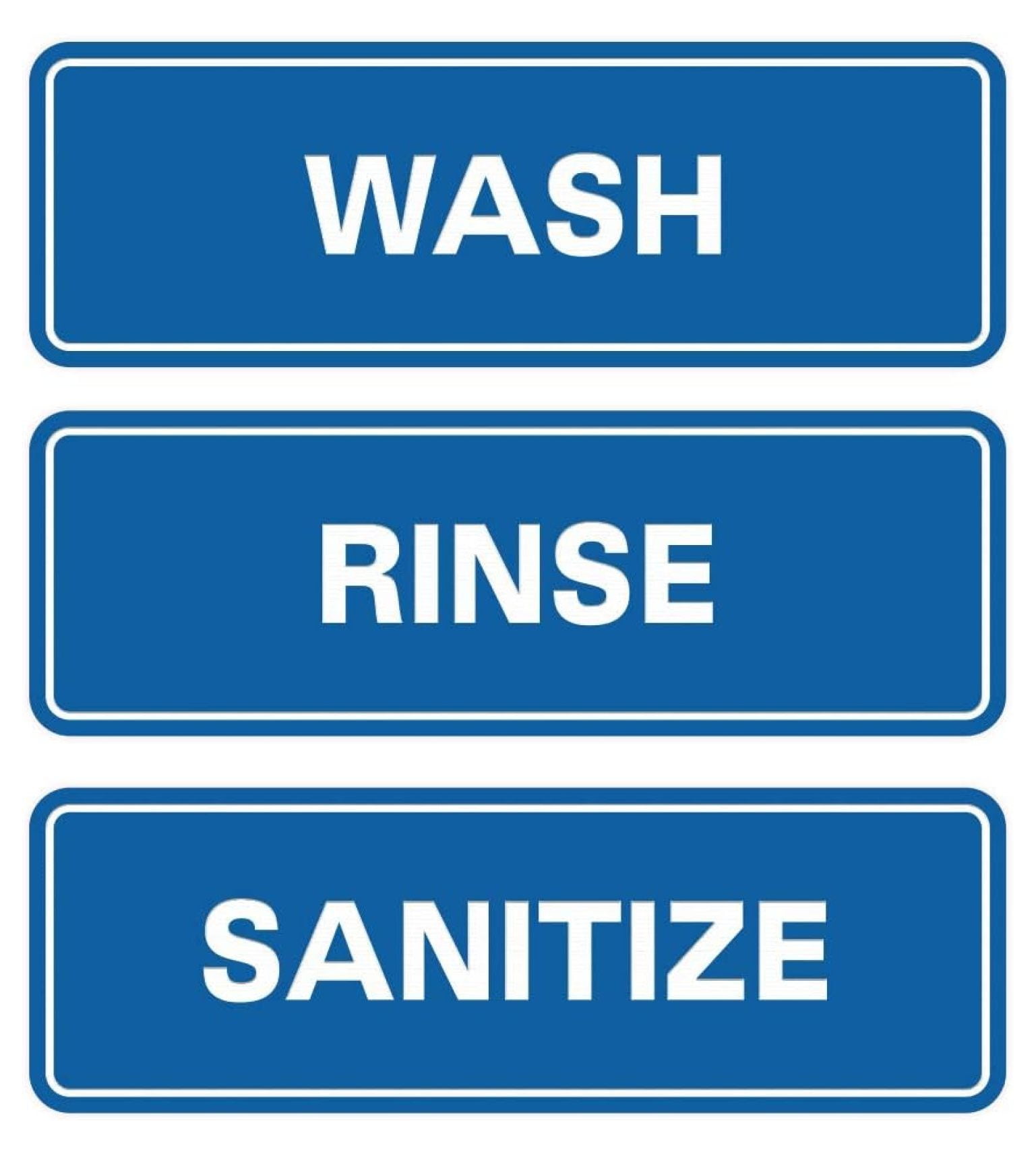 MYXIO Standard WASH RINSE SANITIZE Sign (5-Pack) - 3 Bay Sink Signs ...