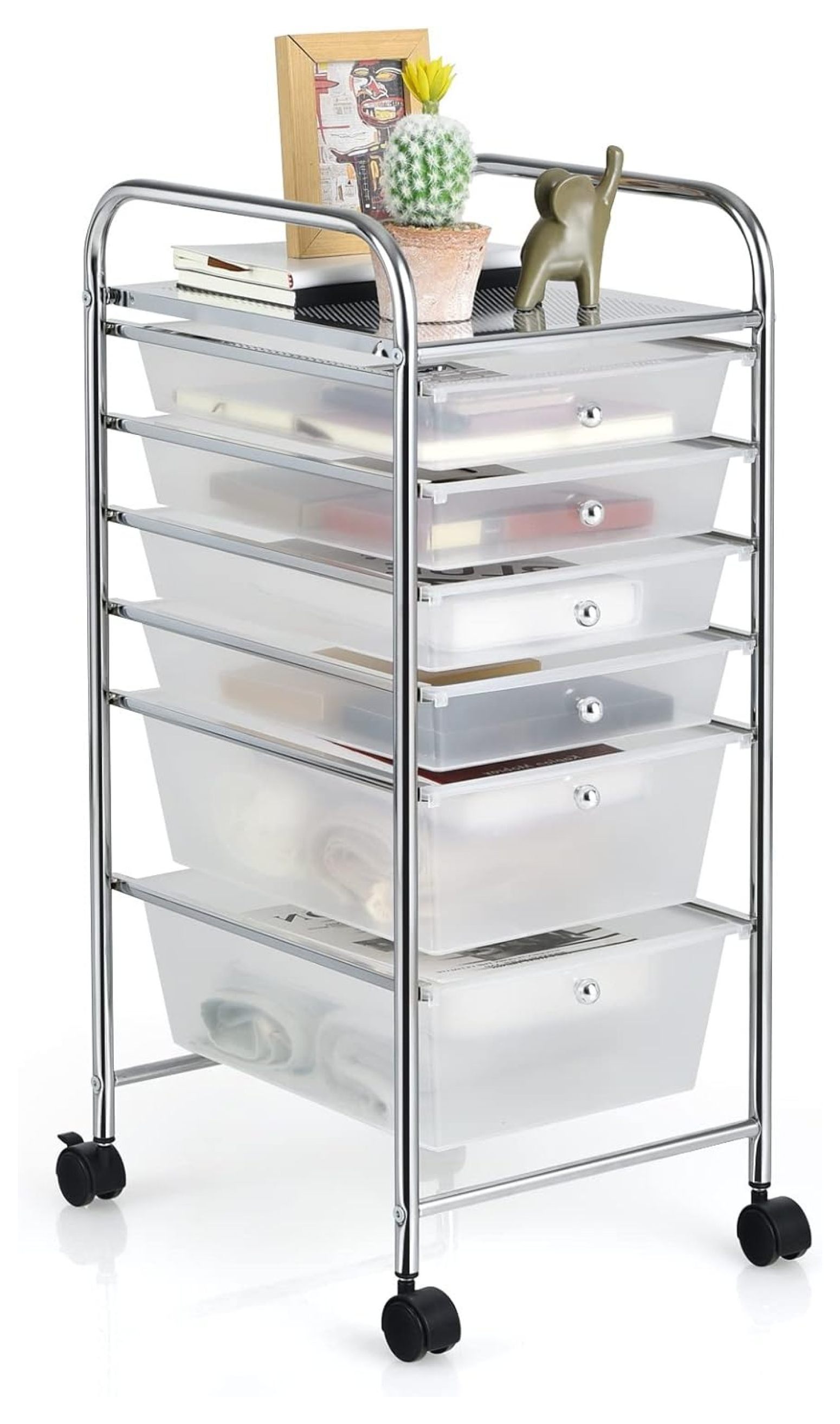 MYXIO Storage Drawers Cart Classroom Organization 6 Plastic Drawers