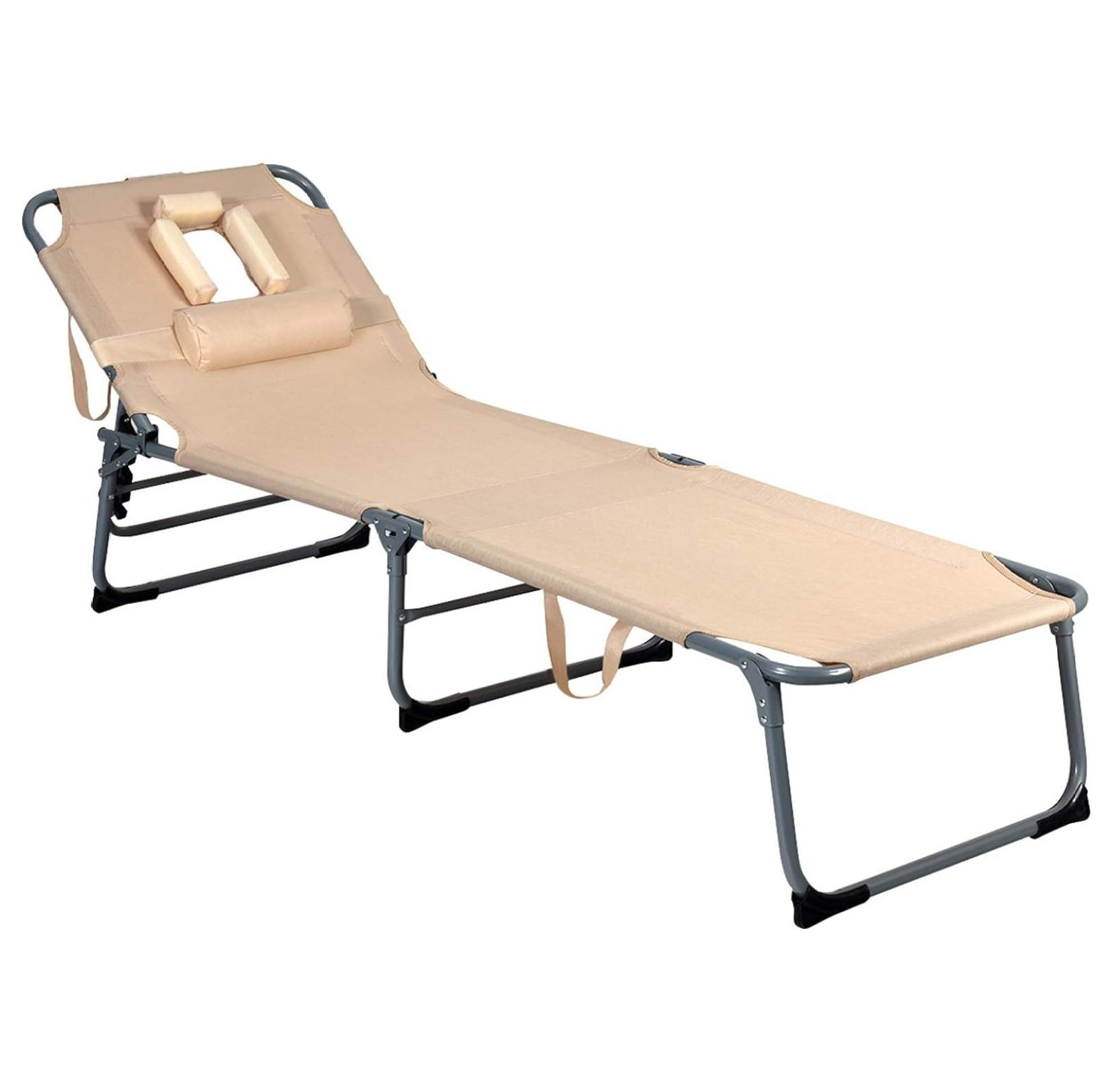 MYXIO Tanning Chair, Beach Lounge Chair with Face Hole, 5 Level