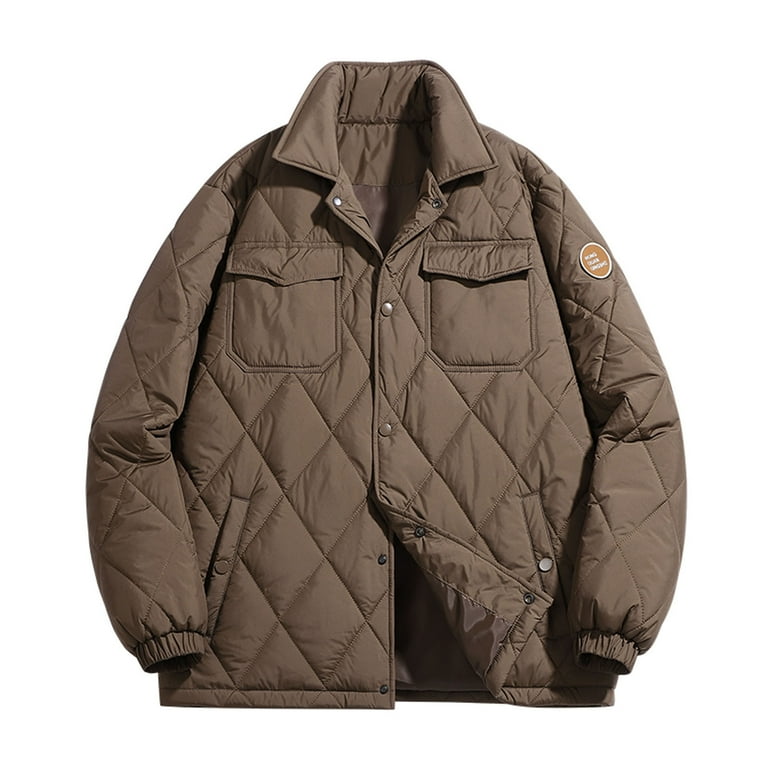 Men's short hooded zippered quilted cotton twill jacket deals