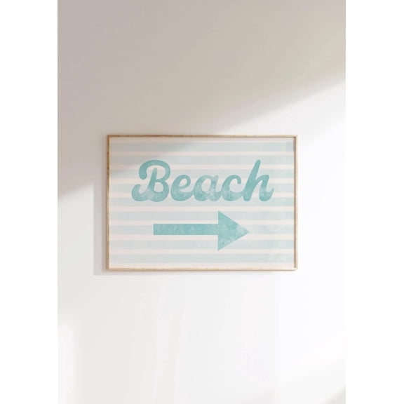 MYYUK Beach Sign Wall Art Above Bed Horizontal Wall Art Coastal Cowgirl Decor Blue Text College Dorm Room Decor Trendy Teen Girl Bedroom Prints