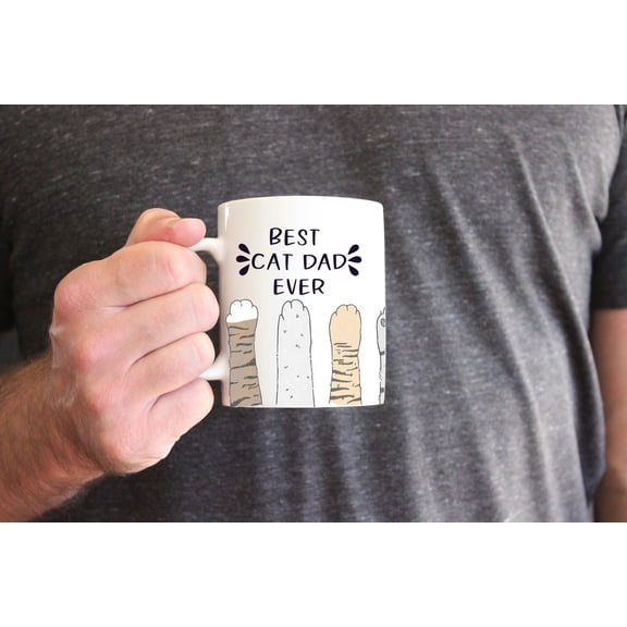MYYUK Best Cat Dad Coffee Mug - Cat Lovers Coffee Cup - Father's Day Gift - Cute Coffee Mug - I Love Cats Mug