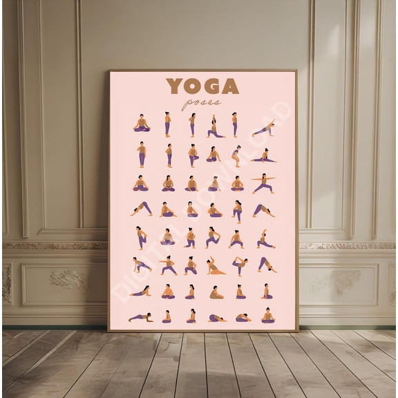 MYYUK Chakra Yoga Poses Poster Wellness Poster Chakra Guidance Meditation Pose Art Yoga Poster Zen Wall Art Spiritual Decor Relaxation Wall Art