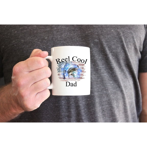 MYYUK Fishing Coffee Mug For Dad - Reel Cool Dad Coffee Mug - Fishing Pun Mug for Dad - Unique Father's Day Gift - Fisherman Mug Gift