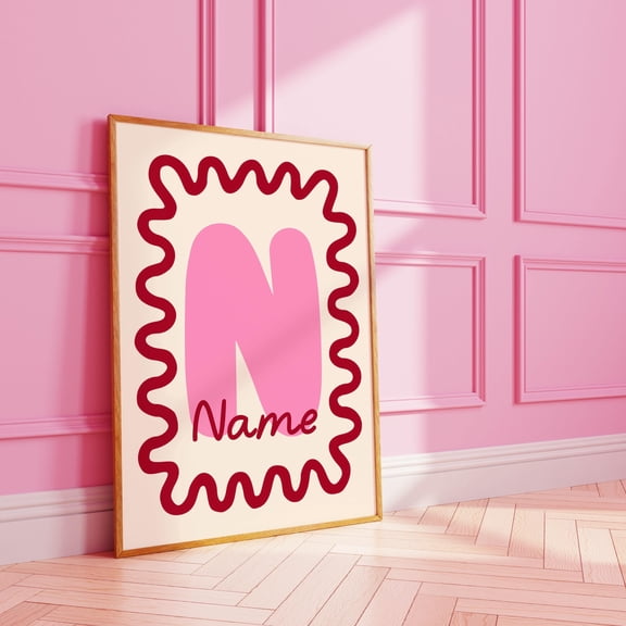 MYYUK Funky Wavy Initial Name Personalised Custom Print