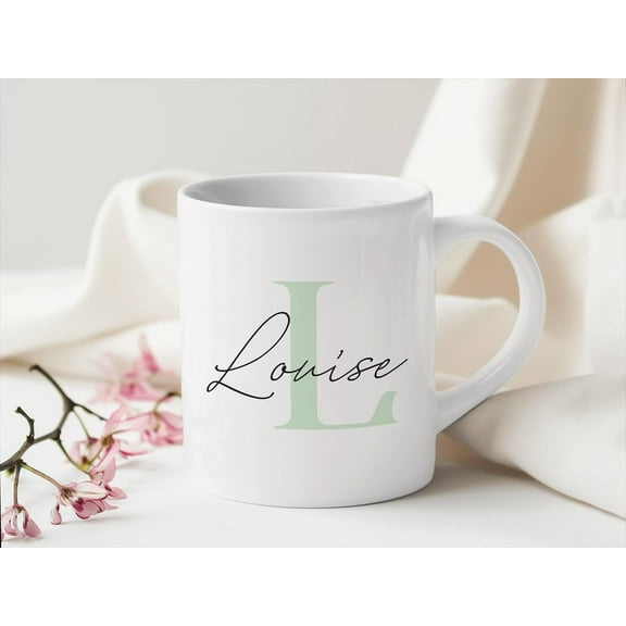 MYYUK Personalised Mug with Name and initial - Custom White Cup in 8 Colour Options - personalised text8