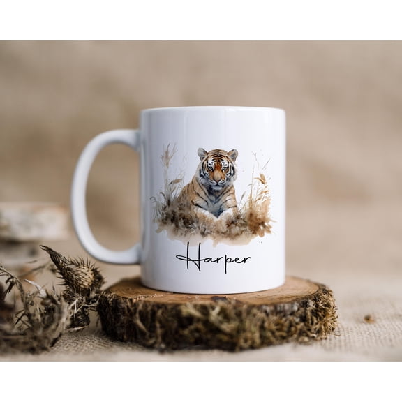 MYYUK Personalized Tiger Coffee Mug - Gift for Tiger Lovers - Big Cat Lovers Gift - Nature Lover Coffee Cup - Housewarming Gift - Custom Mug Gift