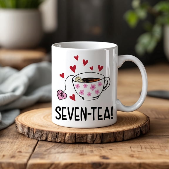MYYUK Seven Tea Mug – Custom 70th Birthday Mug, Personalized Gift for 70th Birthday Grandma or Mom, Funny Seventy Gifts for Women