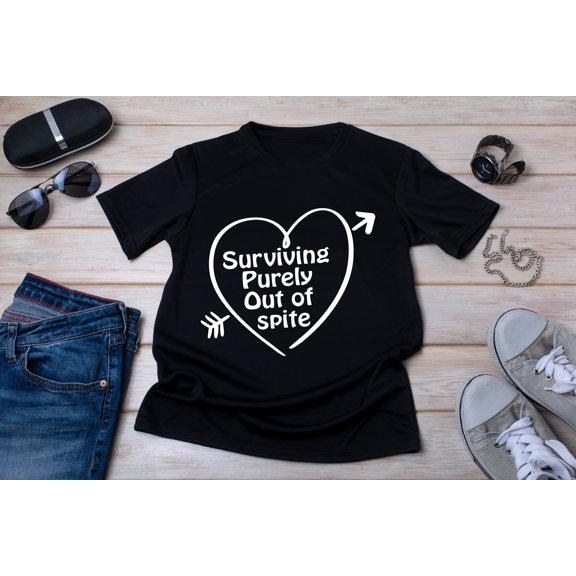 MYYUK Surviving Purely Out of Spite Shirt, Surviving Shirt, Strong Woman Gift, Cancer Survivor Gift, Valentines Gift, Survivor Gift
