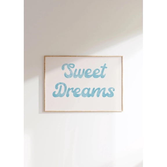 MYYUK Sweet Dreams Print Above Bed Horizontal Wall Art Coastal Cowgirl Decor Blue Text College Dorm Room Decor Trendy Teen Girl Bedroom Prints