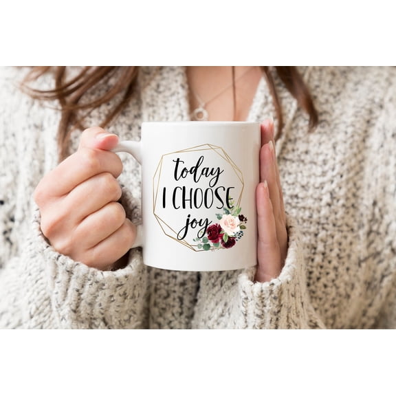 MYYUK Today I Choose Joy Inspirational Coffee Mug - Gift for Her - Motivional Coffee Cup - Mother's Day Present