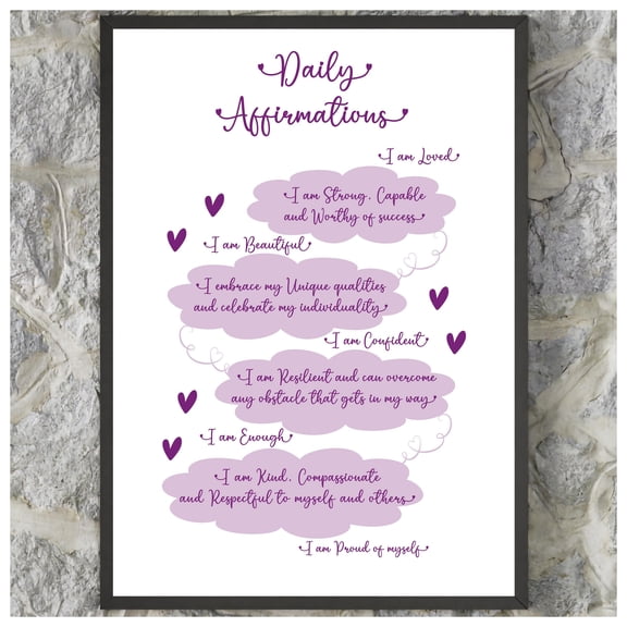 MYYUK Wall Art Print, Affirmations PURPLE, Home Decor, Wall Decor, Motivational Poster, Inspirational Quotes,