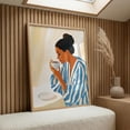 thumbnail image 1 of MYYUK Woman With Coffee Wall Art, Morning Routine , Blue Striped Robe Print, Modern Feminine Decor, Coffee Lover Art Print, 1 of 3