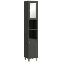 MYZBBD 71" Slim Bathroom Floor Cabinet, Tall Freestanding Storage Tower with Adjustable Shelves and Mirrored Door, Space-Saving Organizer for Small Bathrooms and Vanities,Gray