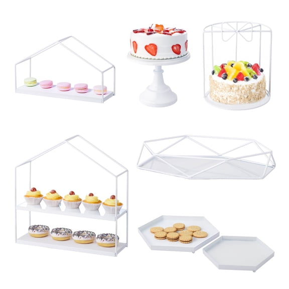 MYZBBD 7PCS White Cake Stand Set with Cupcake Holder and Fruit Candy Plate, Tiered Dessert Display for Party Wedding Birthday Celebration, Decorative Serving Plates for Dessert Table Buffet