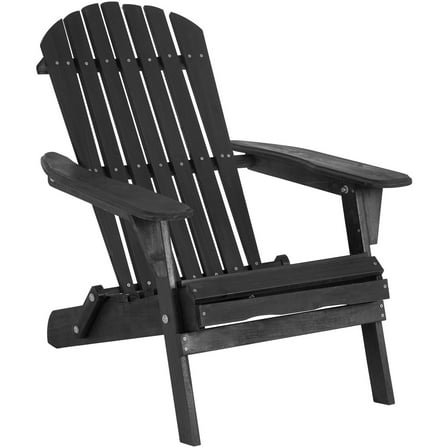 MYZBBD Adirondack Chair with Easy Assemble & Folding Design, Heavy Duty Portable Outdoor Patio Furniture for Garden, Backyard, Poolside, Camping,Black,Single