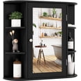 thumbnail image 1 of MYZBBD Bathroom Medicine Cabinet with Mirror, Wall Mounted Home Storage with Door & 6 Open Shelves, Adjustable Shelves, Mirrored Bathroom Wall Cabinet (Black), 1 of 8