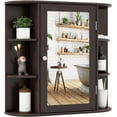 thumbnail image 1 of MYZBBD Bathroom Medicine Cabinet with Mirror, Wall Mounted Home Storage with Door & 6 Open Shelves, Adjustable Shelves, Mirrored Bathroom Wall Cabinet (Coffee), 1 of 8