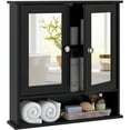 thumbnail image 1 of MYZBBD Bathroom Medicine Cabinet with Mirror, Wall Mounted Wooden Hanging Organizer with Doors and Shelves, Bathroom Wall Mirror Cabinet (Mirror Doors, Black), 1 of 7
