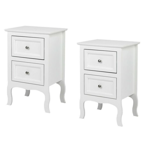 MYZBBD Nightstand Set of 2, Nightstands with 2 Drawers, Bed Side Table/Night Stand, Small Nightstand for Bedroom, Small Spaces, College Dorm, Kids’ Room, Living Room, Wood,White